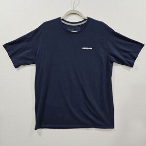 Patagonia Responsibili-Tee Classic Logo Shirt Outdoors Hiking‎ Blue Mens Large